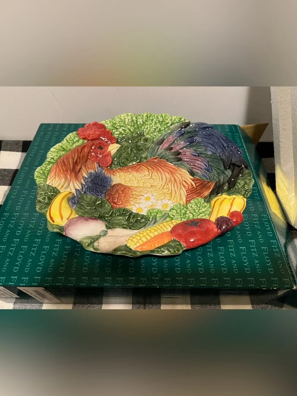 NWT FITZ & FLOYD COQ DU VILLAGE  VEGETABLE CANAPÉ PLATE.